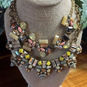 J. Crew Gold and Yellow Statement Necklaces. Pair. vintage 155 grams